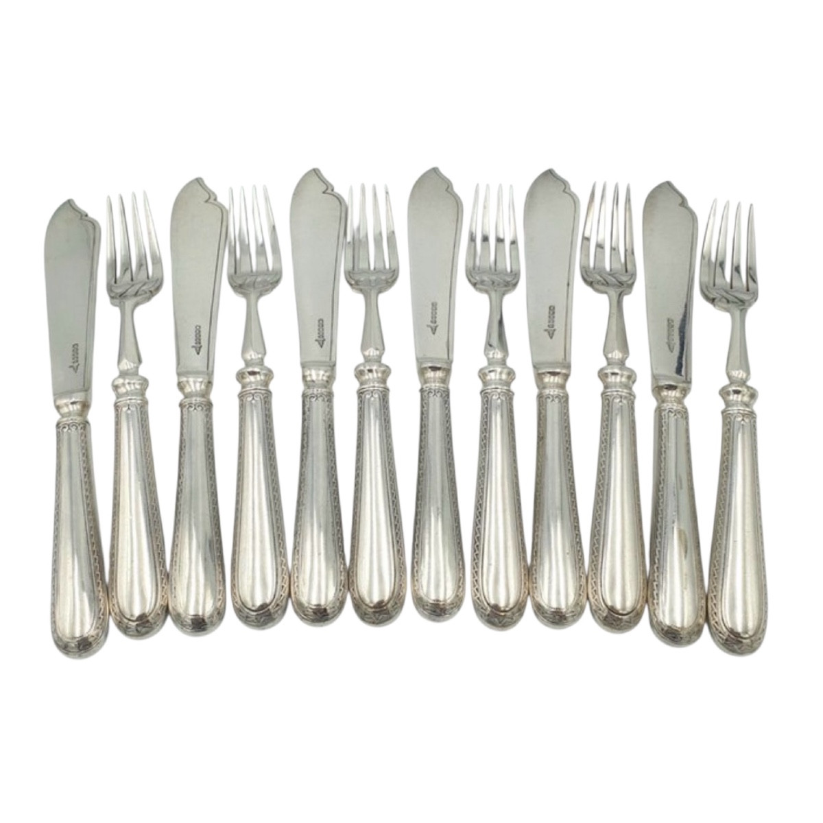 Servizio da dessert (entremets) in metallo argentato – Walker & Hall, Sheffield -Inghilterra, X