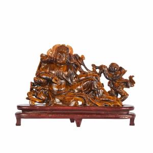 Scultura in occhio di tigre. Cina, fine sec.XIX