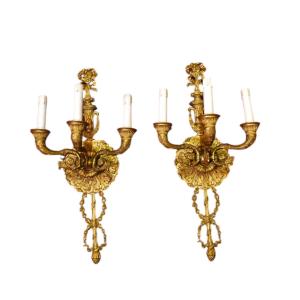 Coppia di applique in bronzo dorato – Francia, XIX secolo