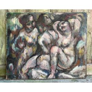 Painting Bathers By Pierre-albert Genolhac
