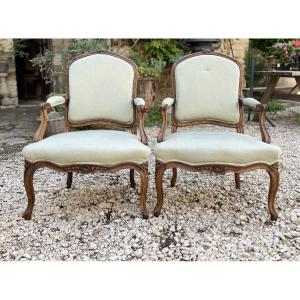 Pair Of 18th Century Flat-backed Armchairs