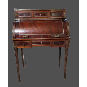 Louis XVI Style Mahogany Cylinder Desk, 19th Century