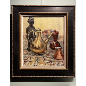 Still Life With African Statuette. Suzanne Sardin.