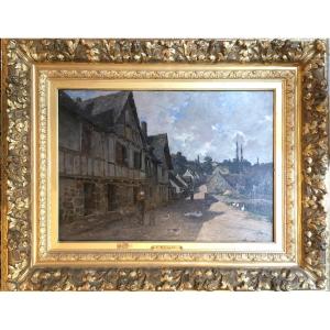 Ernest Baillet Village Scene Brittany Circa 1890 Oil On Canvas