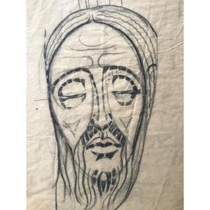 Georges Dorignac Portrait Du Christ Crayon Sur Papier Calque Études Vers 1910