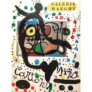 Poster Lithography Joan Miro Gallery Maeght Publisher And Printer "cartons" Around 1960/70