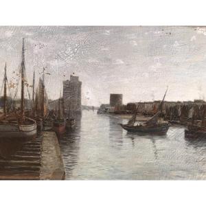 Joseph Guédon Port Of La Rochelle XIXth Century Oil On Canvas Landscape