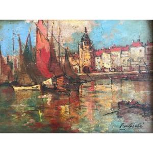The Port Of Bordeaux Fabioli Oil On Panel Around 1900/1930