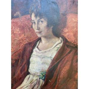 Clovis Cazes Portrait Of A Woman In An Armchair Oil On Canvas Circa 1900