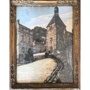 Pgrigaud Lormont Bordeaux. Gouache And Grease Pencil, Vieux Lormont Church. Gironde