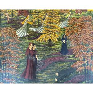 Animated Scene Allegory Of Autumn Floral Composition Matkulenska 1948 Oil On Canvas