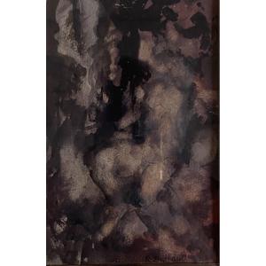 René Buthaud Sketch Female Figure Abstract Gouache And Ink On Paper Circa 1960