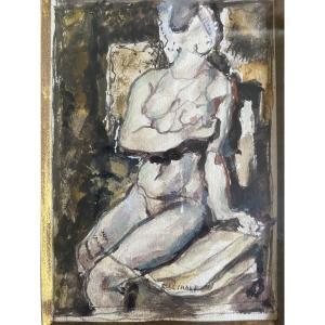 René Buthaud Study Of A Female Figure Gouache And Ink On Paper Circa 1960 Framed By E. Bouche