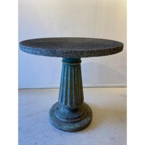 Neo-classical Louis XVI Pedestal Table, 20th Century, Cement Top, Granito, Terry/rock Taste
