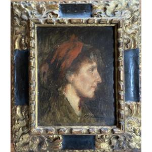 A. Déchenaud Portrait Of A Woman 19th Century Italian Frame 16th Century (2nd Grand Prix 1891)