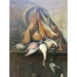 Mugnier Still Life Return From Hunting 19th Century Oil On Canvas Beaux Arts Paris