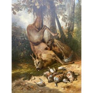 Jules Coignet (1798-1860) Still Life With Deer Oil On Canvas 1950 Paris 