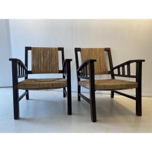 Pair Of Armchairs Signed Francis Jourdain 1925 Art Deco Design France