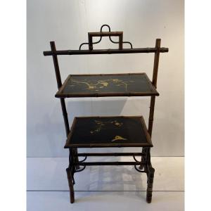 Japanese-style Shelf In The Style Of Vibert Or Viardot, 1895, France, Reed Lacquer, Gold