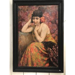 Clovis Cazes. Portrait Of A Spanish Woman, Flamenco Dancer, Circa 1910. Casa Velasquez. Oil On Canvas.