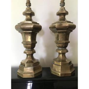 Pair Of Bronze Lamps. Jean Charles Moreux. France.1940. Neoclassical