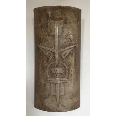 Africanist Ceramic Mask Around 1960. Twentieth Ceramic. Height 50 Cm. Sign