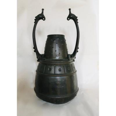 Isis Important Vase In Dinanderie Art Nouveau, Work From Northern Europe Around 1900