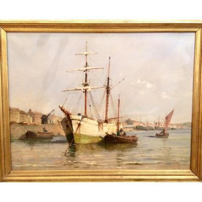 Table Oil On Canvas Port Bordeaux Late Nineteenth 1890 - A. Godchaux, F. Barrière, Pl Cazaubon