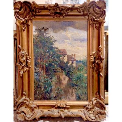 Oil On Canvas By Eugénie Moujon Gauvin, XIXth, Charentes Barbizon Impressionism Vincennes