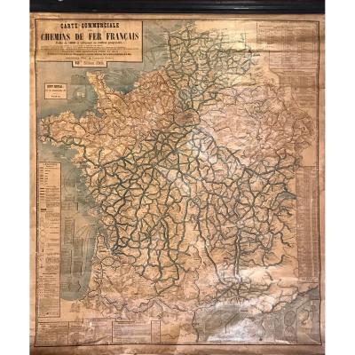 Carte Commerciale Chemin De Fer Français Paris 1868, 10ème Ed. 1903, Gourdoux Père & Fils