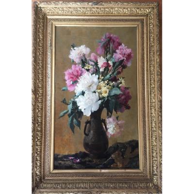 Still Life With Japanese Flower, XIXth Century. Signed, Ch Thomas.