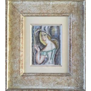 René Buthaud. Original Watercolor; Decor Project For Stained Glass, Ceramic. Art Deco.