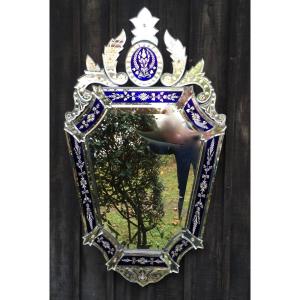 Polychrome Glass Venice Mirror, Flower Patterns, Foliage, Pastilles