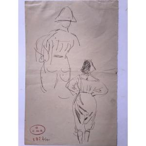 Georges De Sonneville Pencil Sketch On Paper, Signed And Dated 1972/190