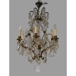 19th Century Crystal And Bronze Chandelier