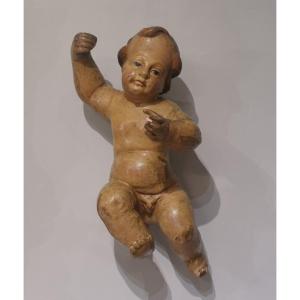 Putto – Polychrome Wood – 18th Century