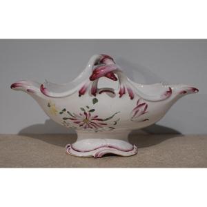 Strasbourg Earthenware Sauce Boat Marked Joseph Hannong