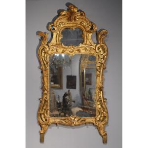 Provençal Mirror In Gilded Wood, Late 18th Century