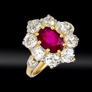 Pompadour Ruby And Diamond Ring Circa 1880 