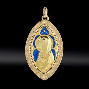 Virgin Enamel Pointed Oval Medal