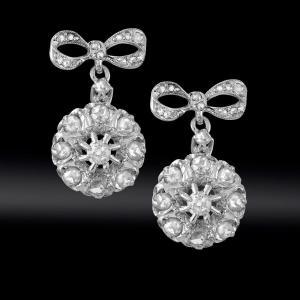 Late 19th Century Diamond Knot Sleeper Earrings