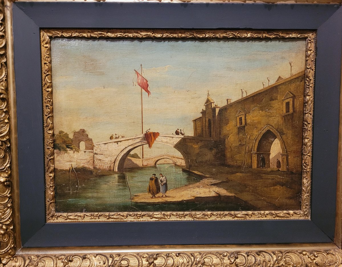 “Capriccio veneziano” Olio su tela metà del XIX secolo-photo-1