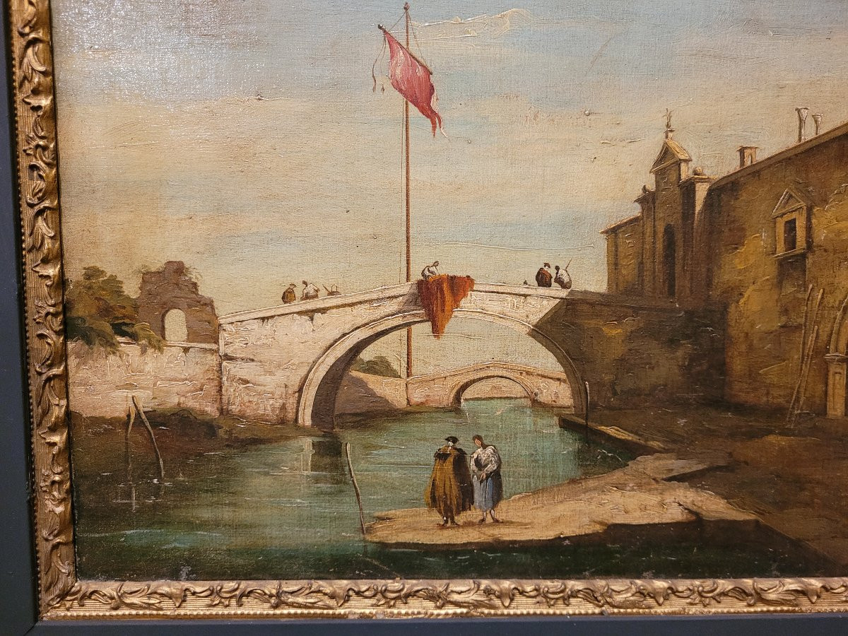 “Capriccio veneziano” Olio su tela metà del XIX secolo-photo-2