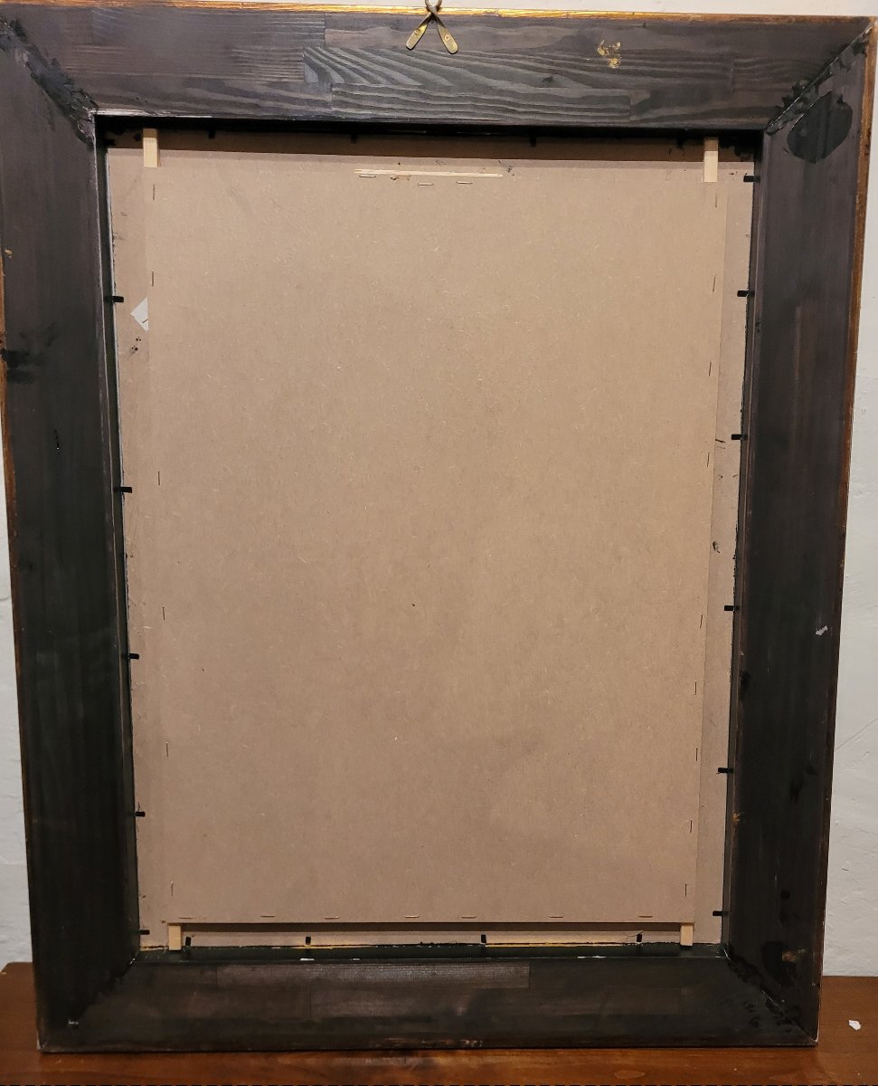 Dipinto ornamentale con vaso di fiori e putti di fine XIX secolo-photo-2