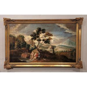 “Paesaggio con personaggi” Scuola dell’Italia centrale del XVIII 