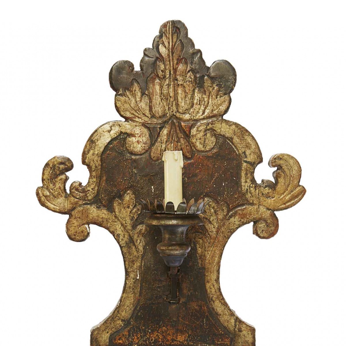 Grande applique a nove luci di inizio 1800 in legno argentato-photo-4