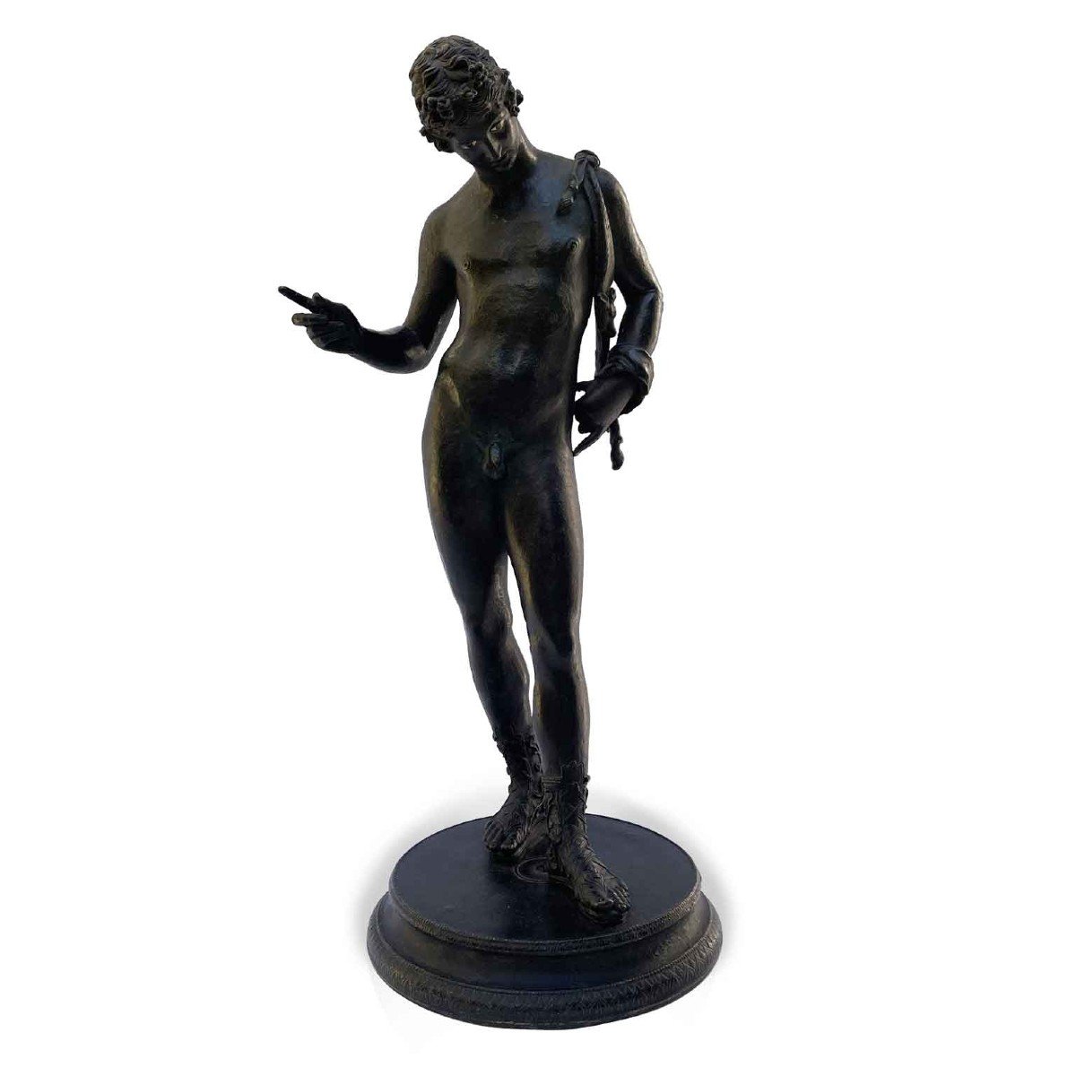 Narcisse Sculpture en bronze du début des années 1900, la figure est une reproduction du bronze-photo-2