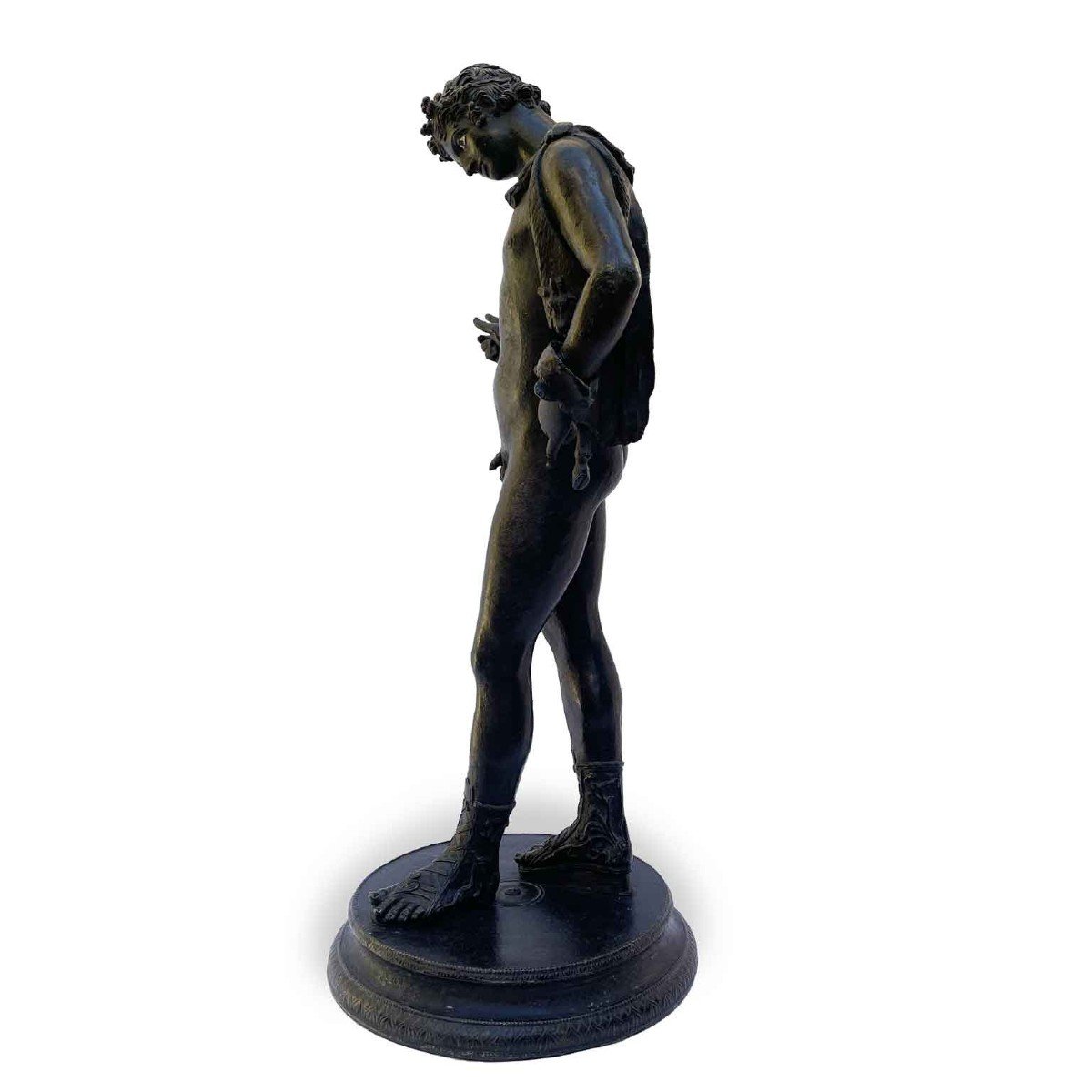 Narcisse Sculpture en bronze du début des années 1900, la figure est une reproduction du bronze-photo-3