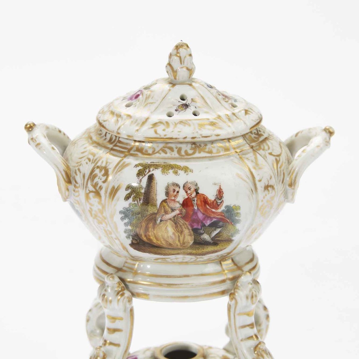 Coppia di Antichi Bruciaprofumi Porcellana Tedesca 1800-photo-1