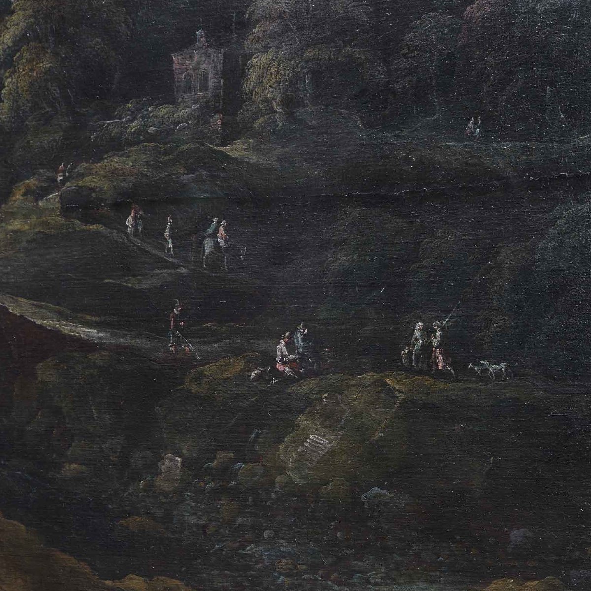 Grande Paesaggio Montano Animato con Architetture degli inizi del 1700-photo-3